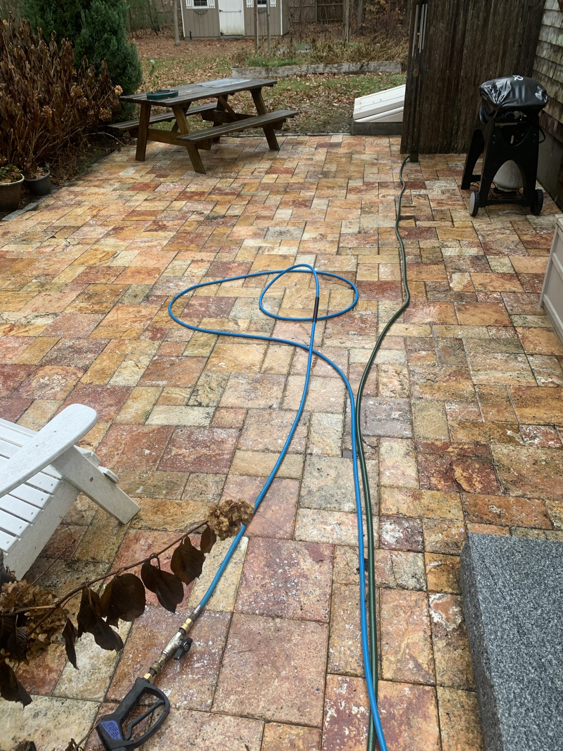 Stone pathway after power washing